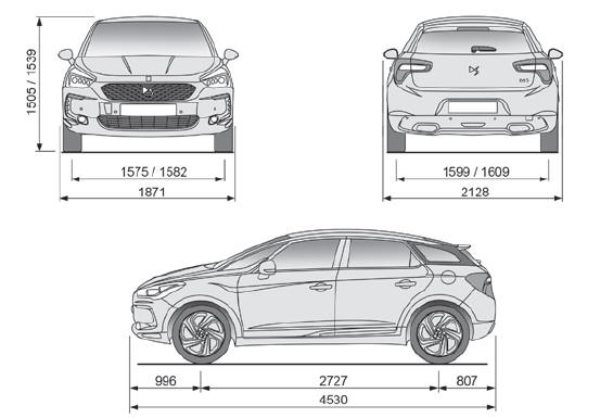 Citroen DS5. Fahrzeugabmessungen (in mm)