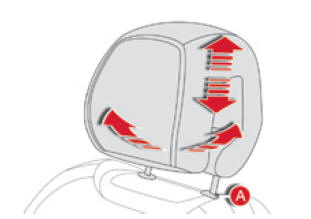 Citroen DS5. Verstellung der Kopfstütze in Höhe und Neigung