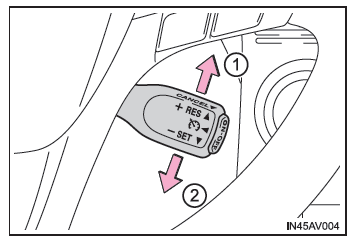 Toyota Avensis. Ändern der eingestellten Geschwindigkeit