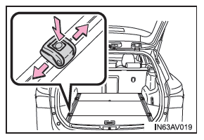 Toyota Avensis. Die Verzurrösen sind beweglich (Fahrzeuge mit Gepäckraumschiene)