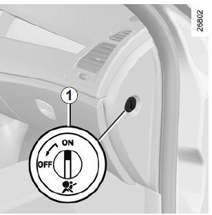 Renault Laguna. Aktivierung des Beifahrerairbags vorne