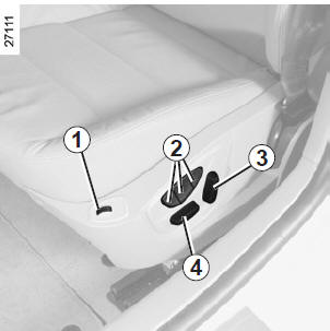 Renault Laguna. Einstellen der Lendenstütze des Fahrersitzes