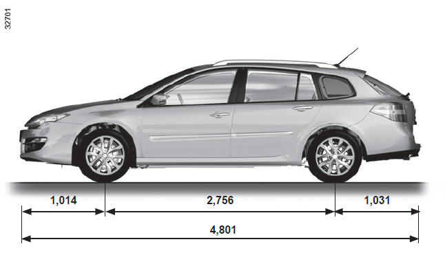 Renault Laguna. Fahrzeugabmessungen