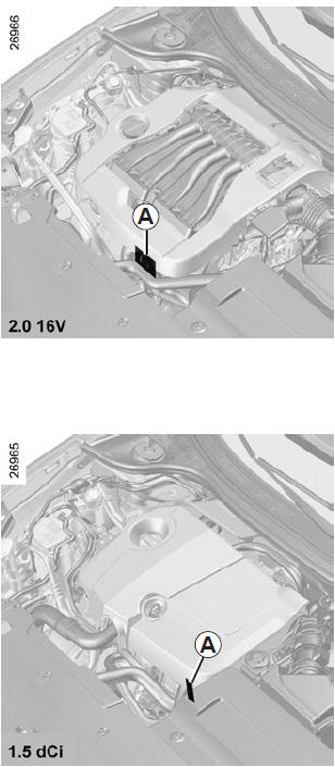 Renault Laguna. Motortypenschilder