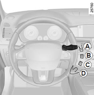 Renault Laguna. Bei eingeschalteter Fahrzeugbeleuchtung