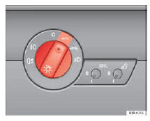 Seat Exeo. Abb. 83 Ausschnitt aus Instrumententafel: Lichtschalter