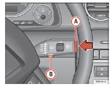 Seat Exeo. Abb. 60 Scheibenwischerhebel: Bedienelemente des Bordcomputers