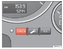 Seat Exeo. Abb. 43 Ausschnitt aus Kombiinstrument: CHECK-Taste