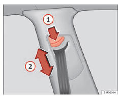 Seat Exeo. Abb. 16 Gurthöheneinstellung (Umlenkbeschlag)