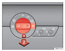 Seat Exeo. Abb. 82 Ausschnitt aus Instrumententafel: Lichtschalter