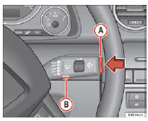 Seat Exeo. Abb. 63 Scheibenwischerhebel: Resettaste und Wippschalter