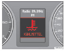 Seat Exeo. Abb. 54 Display: Kühlmittelstandswarnung