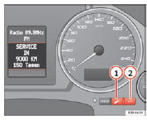 Seat Exeo. Abb. 52 Ausschnitt aus Kombiinstrument: Service- Intervall-Anzeige