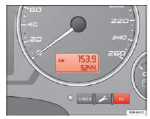 Seat Exeo. Abb. 42 Ausschnitt aus Kombiinstrument: Kilometerzähler